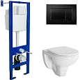 Комплект унитаза BERGES GAMMA с инсталляцией АТОМ410, кнопкой черной SoftTouch, с сиденьем микролифт 042431 Комплект унитаза BERGES GAMMA с инсталляцией АТОМ410, кнопкой черной SoftTouch, с сиденьем микролифт 042431