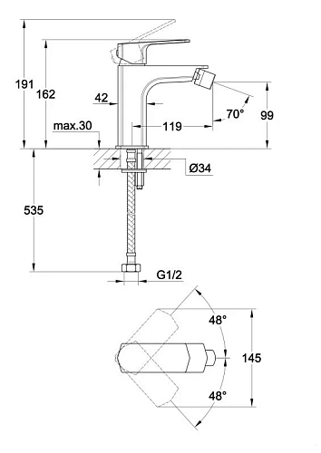 Смеситель для биде Cersanit WISLA (A63058) однорычажный 63058 Смеситель для биде Cersanit WISLA (A63058) однорычажный 63058