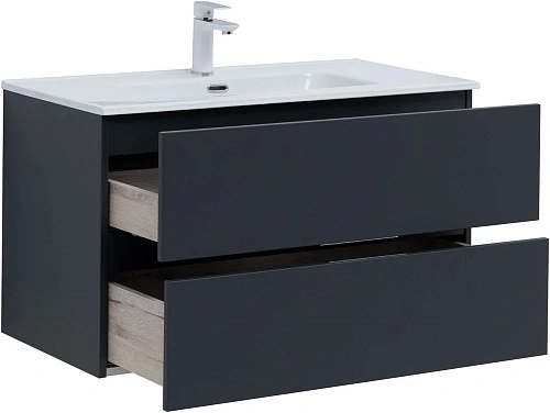Тумба под раковину Aquanet Алвита New 90 2 ящика, антрацит 00303919 Тумба под раковину Aquanet Алвита New 90 2 ящика, антрацит 00303919