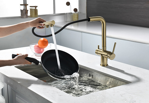 Смеситель для кухни Paulmark SERPENTINE светлое золото Se213222-LG Смеситель для кухни Paulmark SERPENTINE светлое золото Se213222-LG