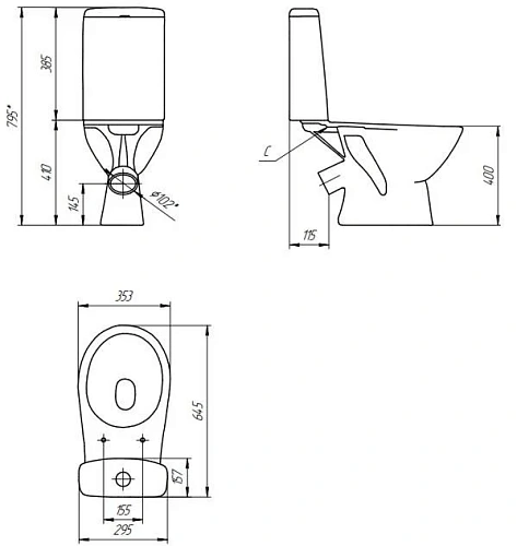 Унитаз напольный Cersanit FLAVIS (A64288) 031 3/6 DPL EO slim 64288 с сиденьем Унитаз напольный Cersanit FLAVIS (A64288) 031 3/6 DPL EO slim 64288 с сиденьем