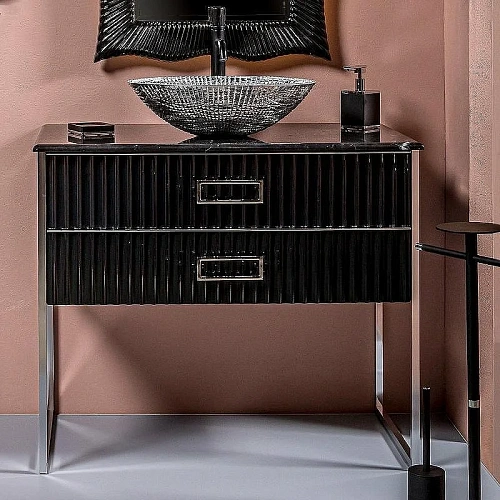 Тумба под раковину Armadi Art Monaco 100см черная глянец + хром под раковину чашу 867-100-BCR Тумба под раковину Armadi Art Monaco 100см черная глянец + хром под раковину чашу 867-100-BCR