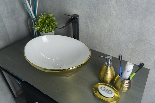 Раковина Gid Nc999 52229 накладная белая / золото 41x34x15 Раковина Gid Nc999 52229 накладная белая / золото 41x34x15