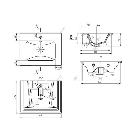 Раковина MYJOYS Эйфория-60 Раковина MYJOYS Эйфория-60