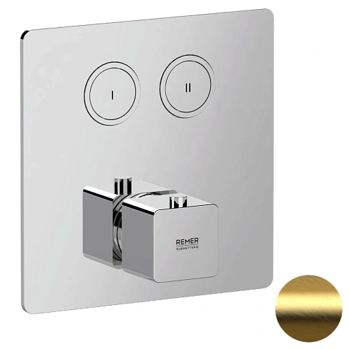 Смеситель для душа Remer Absolute AU99D2KBBG термостатический, золото брашированное Смеситель для душа Remer Absolute AU99D2KBBG термостатический, золото брашированное