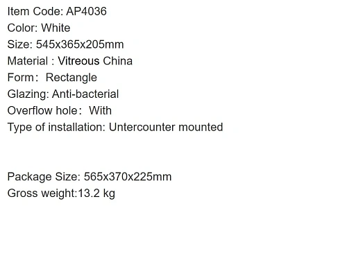 Раковина ARROW AP4036 встраиваемая снизу Раковина ARROW AP4036 встраиваемая снизу