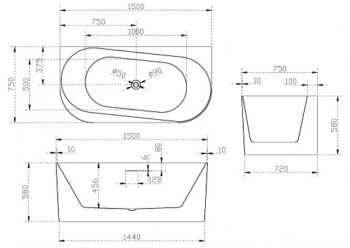 Акриловая ванна ABBER AB9494-1.5 Акриловая ванна ABBER AB9494-1.5
