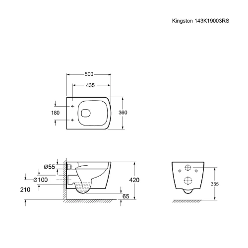 Унитаз подвесной Ambassador Kingston 143K19003RS (500x360x354) безободковый с сиденьем Унитаз подвесной Ambassador Kingston 143K19003RS (500x360x354) безободковый с сиденьем