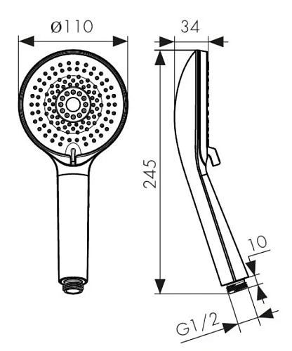 Душевая лейка Kaiser массажная 4-х режимная, диаметр 110х245мм белый матовый SH-044 Душевая лейка Kaiser массажная 4-х режимная, диаметр 110х245мм белый матовый SH-044