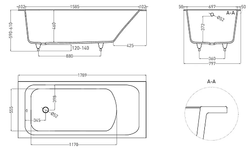 Ванна из искусственного камня Salini ORLANDA 180x80 102022M S-Stone Ванна из искусственного камня Salini ORLANDA 180x80 102022M S-Stone