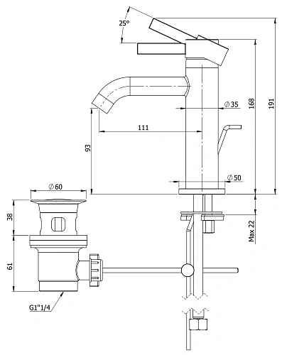 Смеситель для раковины Remer Metrica MC10 Смеситель для раковины Remer Metrica MC10