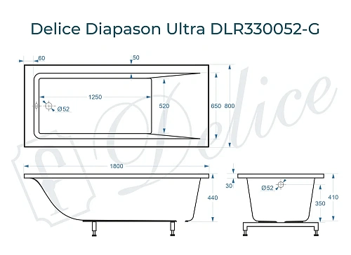 Ванна из искусственного камня Delice Diapason Ultra 180х80 DLR330052-G с узким бортом глянцевая Ванна из искусственного камня Delice Diapason Ultra 180х80 DLR330052-G с узким бортом глянцевая