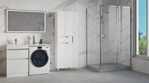 Шкаф-пенал Style Line Оптима 700 ЛС-000010058 с бельевой корзиной, 70 см, напольный, белый Шкаф-пенал Style Line Оптима 700 ЛС-000010058 с бельевой корзиной, 70 см, напольный, белый