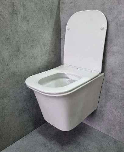 Унитаз подвесной CeramaLux 2622E белый с крышкой микролифт Унитаз подвесной CeramaLux 2622E белый с крышкой микролифт