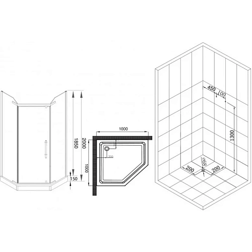 Душевой уголок Esbano (ESUGR7170B) ESR-7170B100x100x200 Душевой уголок Esbano (ESUGR7170B) ESR-7170B100x100x200