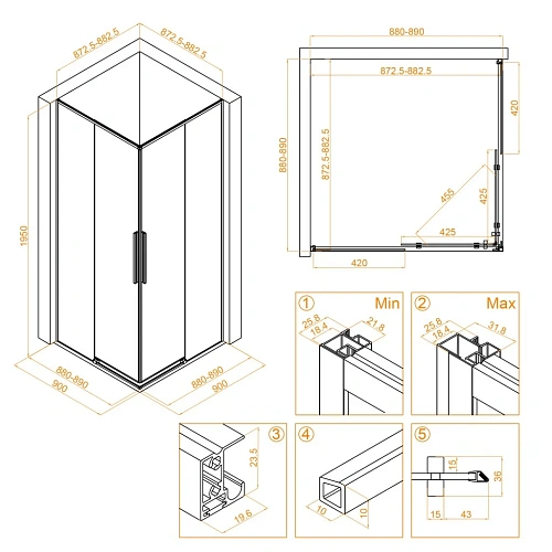 Душевой уголок RGW SV-31B 900x900 мм 32323199-14 черный Easy Clean Душевой уголок RGW SV-31B 900x900 мм 32323199-14 черный Easy Clean
