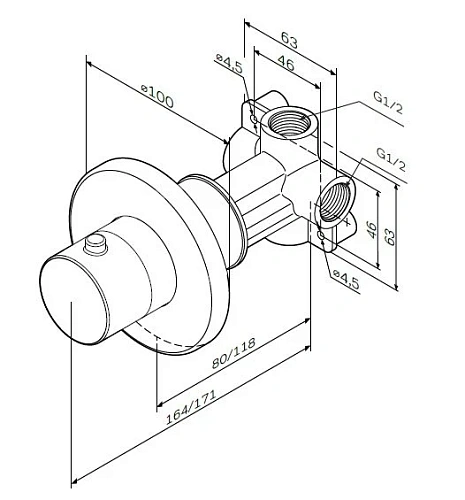 Переключатель потоков AM.PM AM.PM F0800100 на три положения, встраиваемый, хром Переключатель потоков AM.PM AM.PM F0800100 на три положения, встраиваемый, хром