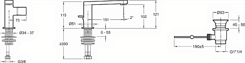 Смеситель для раковины Jacob Delafon Composed E73050-TT с донным клапаном Смеситель для раковины Jacob Delafon Composed E73050-TT с донным клапаном