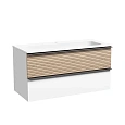 Картинка анонса товара «тумба под раковину sancos delta dl100w 995х445х500 дуб светлый/белый, подвесная»