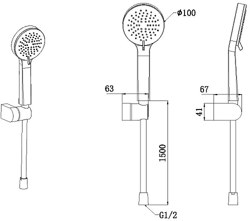 Душевой гарнитур Allen Brau Eclipse 5.E1005-BN никель брашированный Душевой гарнитур Allen Brau Eclipse 5.E1005-BN никель брашированный