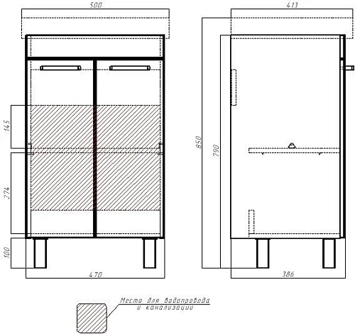 Тумба с раковиной DIWO Брянск 50 569664 Тумба с раковиной DIWO Брянск 50 569664