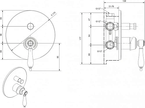 Смеситель для душа CEZARES APHRODITE-VDIM2-03/24-Bi Смеситель для душа CEZARES APHRODITE-VDIM2-03/24-Bi