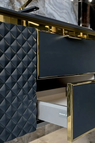 Тумба под раковину Armadi Art ROMBO 120 777-120-BG Антрацит/золото Тумба под раковину Armadi Art ROMBO 120 777-120-BG Антрацит/золото