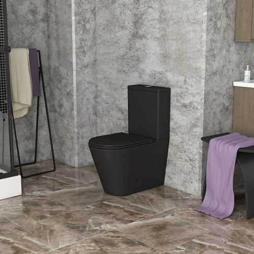 Унитаз напольный GROSSMAN GR-4449BMS 670x380x850 черный матовый безободковый с тонкой крышкой Унитаз напольный GROSSMAN GR-4449BMS 670x380x850 черный матовый безободковый с тонкой крышкой