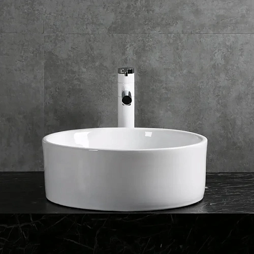 Раковина Ceruttispa CR7022 420х420х170 накладная, белая, круглая, с переливом Раковина Ceruttispa CR7022 420х420х170 накладная, белая, круглая, с переливом