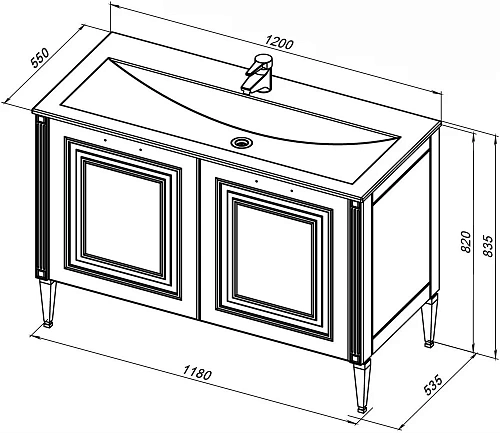 Тумба под раковину Aquanet Паола 120 белый/серебро 00181763 Тумба под раковину Aquanet Паола 120 белый/серебро 00181763