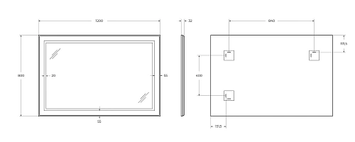 Зеркало BelBagno SPC-KRAFT-1200-800-SENS-NERO 1200x800x32 мм с подсветкой и сенсорным выключателем Зеркало BelBagno SPC-KRAFT-1200-800-SENS-NERO 1200x800x32 мм с подсветкой и сенсорным выключателем