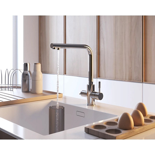 Смеситель для кухни Paini Norda NRPW6433VEB90 с подводом для фильтра, никель Смеситель для кухни Paini Norda NRPW6433VEB90 с подводом для фильтра, никель