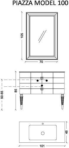 Тумба под раковину Boheme Piazza 100 черная + золото 841-100-BG Тумба под раковину Boheme Piazza 100 черная + золото 841-100-BG