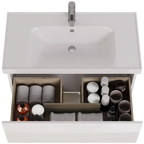Тумба под раковину DREJA PERFECTO, 90 см, подвесная, 1 ящик, push-to-open, белый глянец 99.0808 Тумба под раковину DREJA PERFECTO, 90 см, подвесная, 1 ящик, push-to-open, белый глянец 99.0808