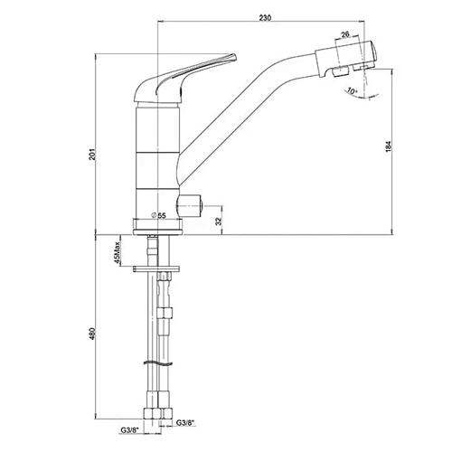 Кронштейн верхнего душа Paini 50CR745T440BI 400мм. круглый Кронштейн верхнего душа Paini 50CR745T440BI 400мм. круглый