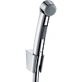 Гигиеническая лейка Hansgrohe 1jet со шлангом 125 см и держателем, 32129330, полированный черный хром Гигиеническая лейка Hansgrohe 1jet со шлангом 125 см и держателем, 32129330, полированный черный хром