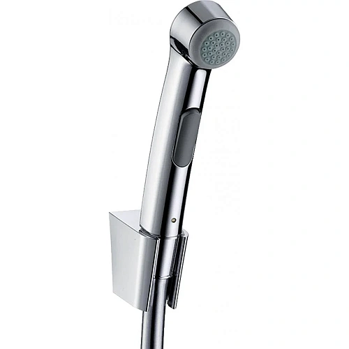 Гигиеническая лейка Hansgrohe 1jet со шлангом 125 см и держателем, 32129330, полированный черный хром Гигиеническая лейка Hansgrohe 1jet со шлангом 125 см и держателем, 32129330, полированный черный хром