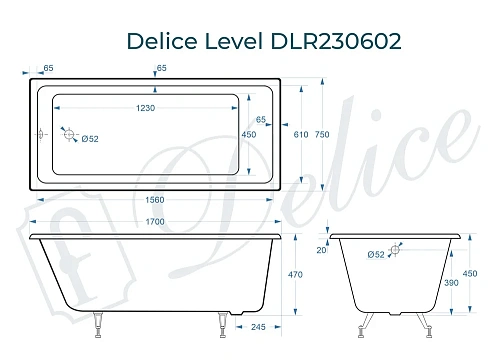 Ванна чугунная Delice Level 1700х750 DLR230602 Ванна чугунная Delice Level 1700х750 DLR230602