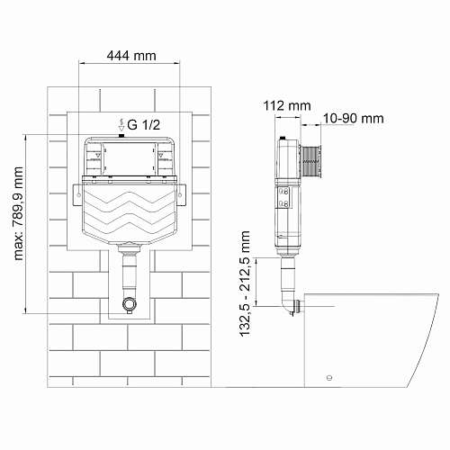 Бачок скрытого монтажа WasserKRAFT Aller 10TLT.031.ME.MB02 с клавишей смыва черный матовый Бачок скрытого монтажа WasserKRAFT Aller 10TLT.031.ME.MB02 с клавишей смыва черный матовый