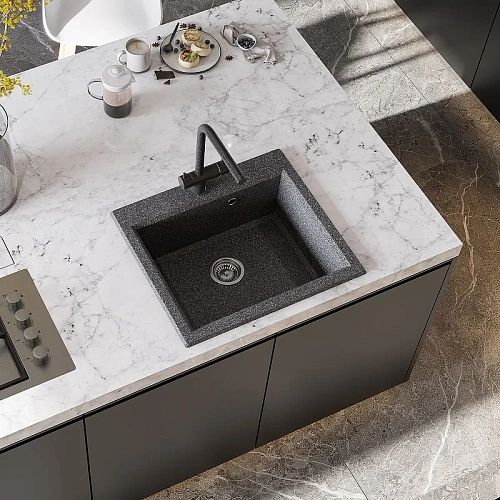 Кухонная мойка Aquaton Линеа 58 1A733032LW210 из литого мрамора, графит Кухонная мойка Aquaton Линеа 58 1A733032LW210 из литого мрамора, графит