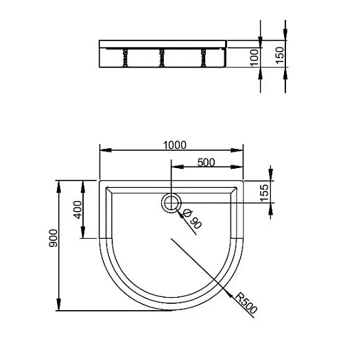Душевой поддон Radaway Delos P 4Z19150-03N 100x90 с панелью Душевой поддон Radaway Delos P 4Z19150-03N 100x90 с панелью