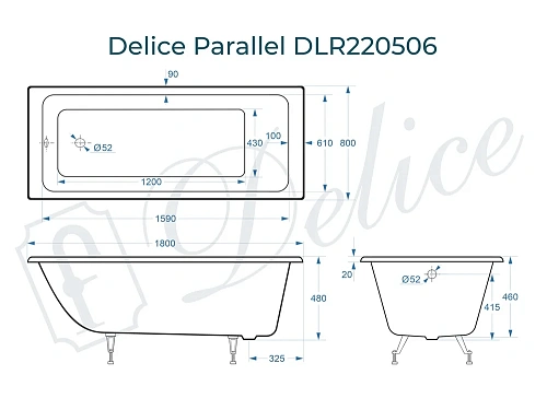 Ванна чугунная Delice Parallel 1800х800, без ручек DLR220506 Ванна чугунная Delice Parallel 1800х800, без ручек DLR220506