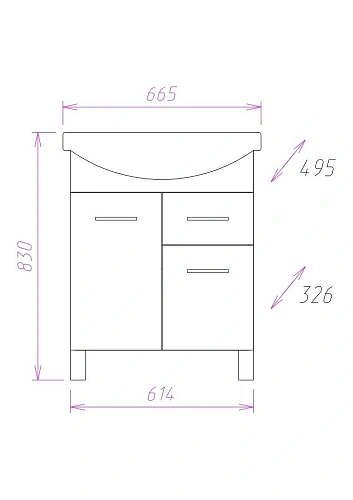 Тумба под раковину Onika СТЕЛЛА 65.12 106503 Тумба под раковину Onika СТЕЛЛА 65.12 106503
