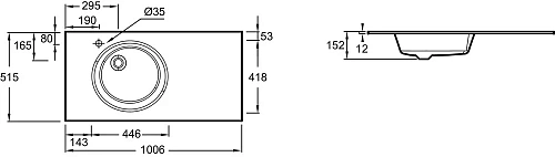 Раковина Jacob Delafon Odeon rive gauche 101 см EB2564-DE2 левая Раковина Jacob Delafon Odeon rive gauche 101 см EB2564-DE2 левая
