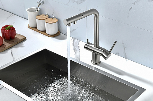 Смеситель для кухни Paulmark SERPENTINE брашированная сталь Se213222-BS Смеситель для кухни Paulmark SERPENTINE брашированная сталь Se213222-BS