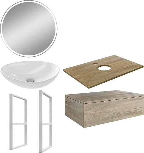 Комплект мебели DIWO Элиста 80 светлое дерево с раковиной Moduo 55 Leaf 568036 Комплект мебели DIWO Элиста 80 светлое дерево с раковиной Moduo 55 Leaf 568036