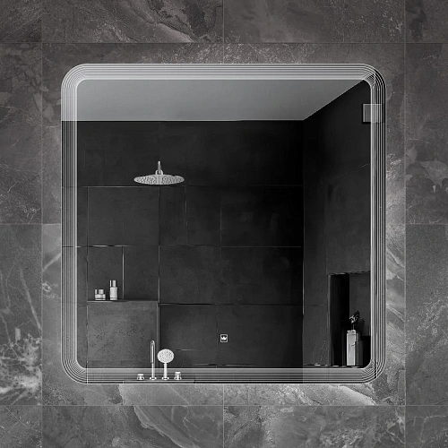 Зеркало CEZARES DUET с лазерной гравировкой подсветкой и сенсорным выключателем CZR-SPC-DUET-800-800-LED-TCH 800x800x30 Зеркало CEZARES DUET с лазерной гравировкой подсветкой и сенсорным выключателем CZR-SPC-DUET-800-800-LED-TCH 800x800x30