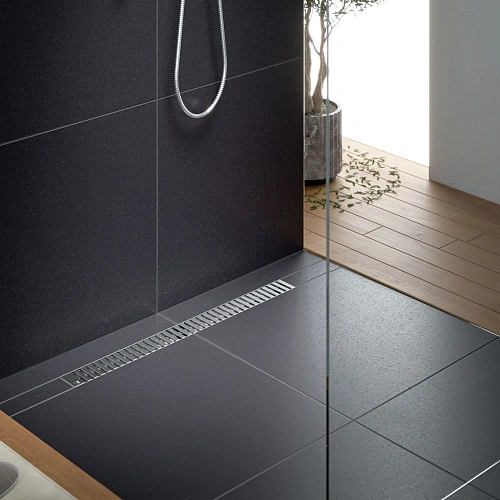 Душевой лоток Timo Drain System 900 с вставкой "lines", Сатин Душевой лоток Timo Drain System 900 с вставкой "lines", Сатин