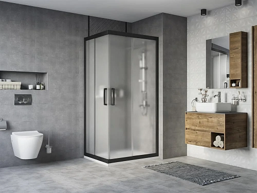 Душевой уголок STWORKI Карлстад 100x80 см профиль черный матовы, стекло матовое 467247 Душевой уголок STWORKI Карлстад 100x80 см профиль черный матовы, стекло матовое 467247