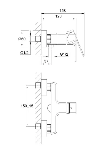 Смеситель для душа Cersanit GEO (A63041) однорычажный 63041 Смеситель для душа Cersanit GEO (A63041) однорычажный 63041